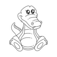 fofa crocodilo sentado dentro desenho animado estilo para coloração vetor