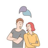 um homem e uma mulher estão discutindo. mão desenhada estilo ilustrações vetoriais. vetor