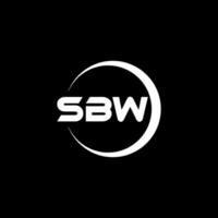 design de logotipo de carta sbw com fundo branco no ilustrador. logotipo vetorial, desenhos de caligrafia para logotipo, pôster, convite, etc. vetor