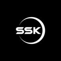 design de logotipo de carta ssk com fundo branco no ilustrador. logotipo vetorial, desenhos de caligrafia para logotipo, pôster, convite, etc. vetor