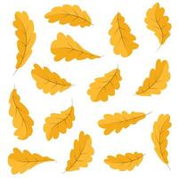 outono folhas do de outros árvores amarelado carvalho folhas redemoinho dentro a ar. plano vetor ilustração