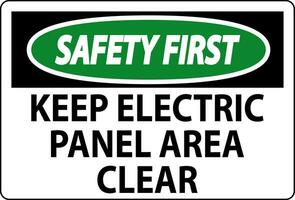 segurança primeiro placa manter elétrico painel área Claro vetor
