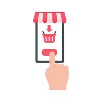 empresário segurando um celular para pagar online por meio do conceito de compras online com cartão de crédito vetor