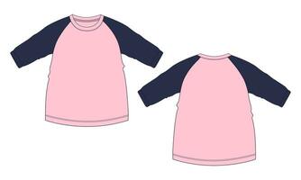 raglan grandes manga t camisa tops vetor ilustração modelo para bebê meninas