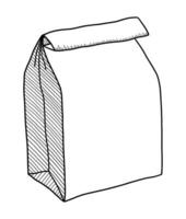 Preto vetor isolado em uma branco fundo rabisco ilustração do uma papel saco