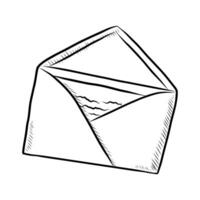 Preto vetor isolado em uma branco fundo rabisco ilustração do a envelope com uma carta