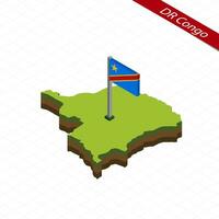democrático república do a Congo isométrico mapa e bandeira. vetor ilustração.