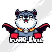 vilão gato vestindo traje herói mascote logotipo vetor