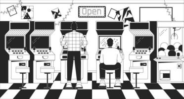 videogames vídeo jogos Preto e branco lo fi estético papel de parede. velho escola máquinas esboço 2d vetor desenho animado objetos ilustração, monocromático lofi fundo. bw anos 90 retro álbum arte, calafrio vibrações