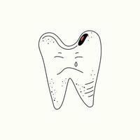 a doente dente é choro. rabisco estilo. sujo, dolorido dente. vetor fundo, ilustração.