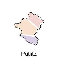 vetor mapa do putlitz colorida moderno esboço projeto, mundo mapa país vetor ilustração Projeto modelo