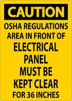 Cuidado placa Osha regulamentos - área dentro frente do elétrico painel devo estar manteve Claro para 36 polegadas vetor