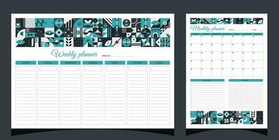 planejadores conjunto geometria. semanal e por mês planejadores. planejadores imprimível modelo com geométrico formas. vetor