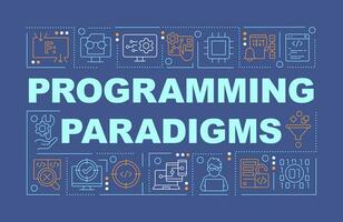 programação abordagens palavra conceitos Sombrio azul bandeira. codificação paradigmas. infográficos com editável ícones em cor fundo. isolado tipografia. vetor ilustração com texto