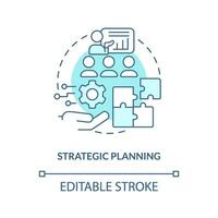 estratégico planejamento turquesa conceito ícone. determinar metas, Objetivos. isto pessoal abstrato idéia fino linha ilustração. isolado esboço desenho. editável acidente vascular encefálico vetor