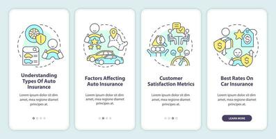 escolhendo carro seguro companhia onboarding Móvel aplicativo tela. passo a passo 4 passos editável gráfico instruções com linear conceitos. interface do usuário, ux, gui modelo vetor