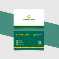 moderno corporativo identidade o negócio cartão modelo com logotipo posicionamento verde e amarelo cor vetor