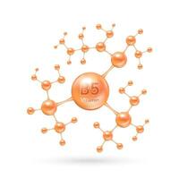 Vitamina b5 complexo e minerais dentro molecular forma. dietético suplemento para farmacia anúncio. Ciência médico conceito. laranja Vitamina isolado em branco fundo. vetor eps10.