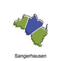 mapa do sangerhausen cidade. vetor mapa do a alemão país. vetor ilustração Projeto modelo