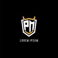 inicial PM geométrico escudo esport logotipo monograma Projeto estilo vetor