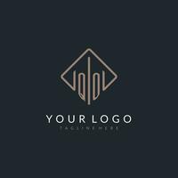 qo inicial logotipo com curvado retângulo estilo Projeto vetor