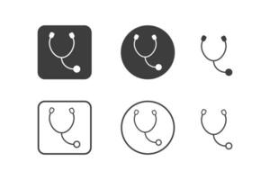 estetoscópio ícone Projeto 6 variações. hospital ícones definir, isolado em branco fundo. vetor