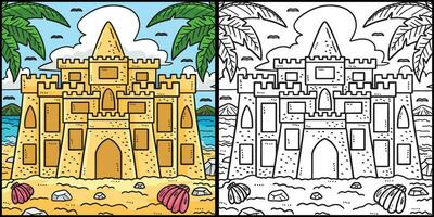 verão Castelo de Areia coloração página ilustração vetor