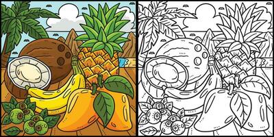 verão tropical frutas coloração página ilustração vetor