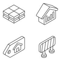 pacote do Estado e construção linear ícones vetor