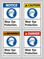 sinal de usar proteção para os olhos em fundo branco vetor