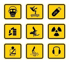 etiquetas de símbolos de perigo aviso assinar isolado no fundo branco, ilustração vetorial vetor