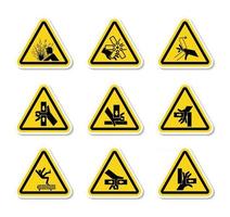 etiquetas triangulares de símbolos de perigo de aviso em fundo branco vetor