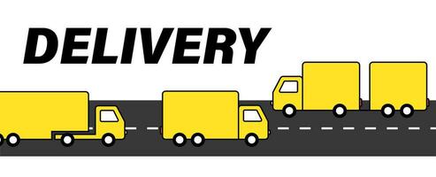 carga caminhões dirigindo em a autoestrada. moderno ilustração sobre entrega, comprar, transporte vetor