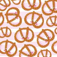 padrão de comida engraçado feliz cartoon pretzels vetor