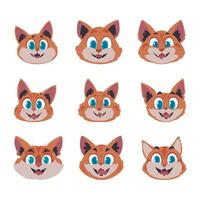 gigantesco conjunto do brilhantemente rostos do gatos. desenho animado estilo, vetor ilustração