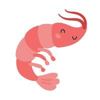 desenho animado feliz bebê camarão em isolado branco fundo. personagem do a mar animais para a logotipo, mascote, Projeto. vetor