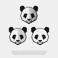 baixo poli, poligonal panda cabeça logotipo definir, Preto e branco isolado fundo, Prêmio Projeto coleção - vetor ilustração