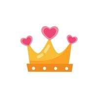 vetor fofa Princesa coroa com coração placa cor ícone