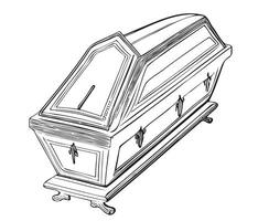 caixão desenho animado mão desenhado esboço dia das Bruxas vetor ilustração