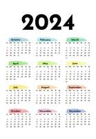 calendário para 2024 isolado em uma branco fundo vetor