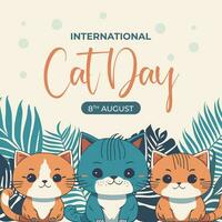 mão desenhado internacional gato dia ilustração vetor