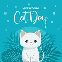 mão desenhado internacional gato dia ilustração vetor