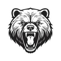Bravo grisalho urso, vintage logotipo linha arte conceito Preto e branco cor, mão desenhado ilustração vetor