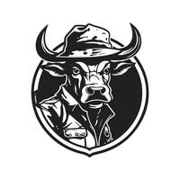 zebu soldado, vintage logotipo linha arte conceito Preto e branco cor, mão desenhado ilustração vetor