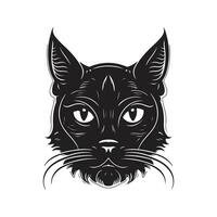 gato cabeça, vintage logotipo linha arte conceito Preto e branco cor, mão desenhado ilustração vetor