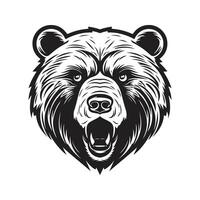 grisalho Urso mascote, vintage logotipo linha arte conceito Preto e branco cor, mão desenhado ilustração vetor