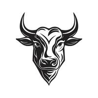 zebu mascote, vintage logotipo linha arte conceito Preto e branco cor, mão desenhado ilustração vetor