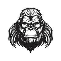 gorila mascote, vintage logotipo linha arte conceito Preto e branco cor, mão desenhado ilustração vetor
