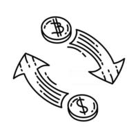 ícone de troca. doodle desenhado à mão ou estilo de ícone de contorno vetor