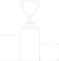 linha arte campeonato troféu em pódio. vetor